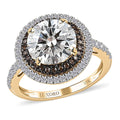 Luxoro 10K Yellow Gold Moissanite and I3 Natural Yellow Diamond Double Halo Ring (Size 5.0) 4.00 ctw - Sticky add to cart bar