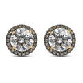 Luxoro 10K Yellow Gold Moissanite and Natural Champagne Diamond Double Halo Stud Earrings 2.60 ctw - Sticky add to cart bar