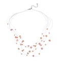 Peach Freshwater Pearl Station Necklace (18-20 Inches) in Silvertone - Sticky add to cart bar