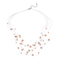 Peach Freshwater Pearl Station Necklace (18-20 Inches) in Silvertone