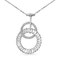 Austrian Crystal and White Glass 2 Open Circle Pendant with Necklace in Silvertone 28-30 Inches - Sticky add to cart bar