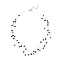 Peach Freshwater Pearl Station Necklace (18-20 Inches) in Silvertone