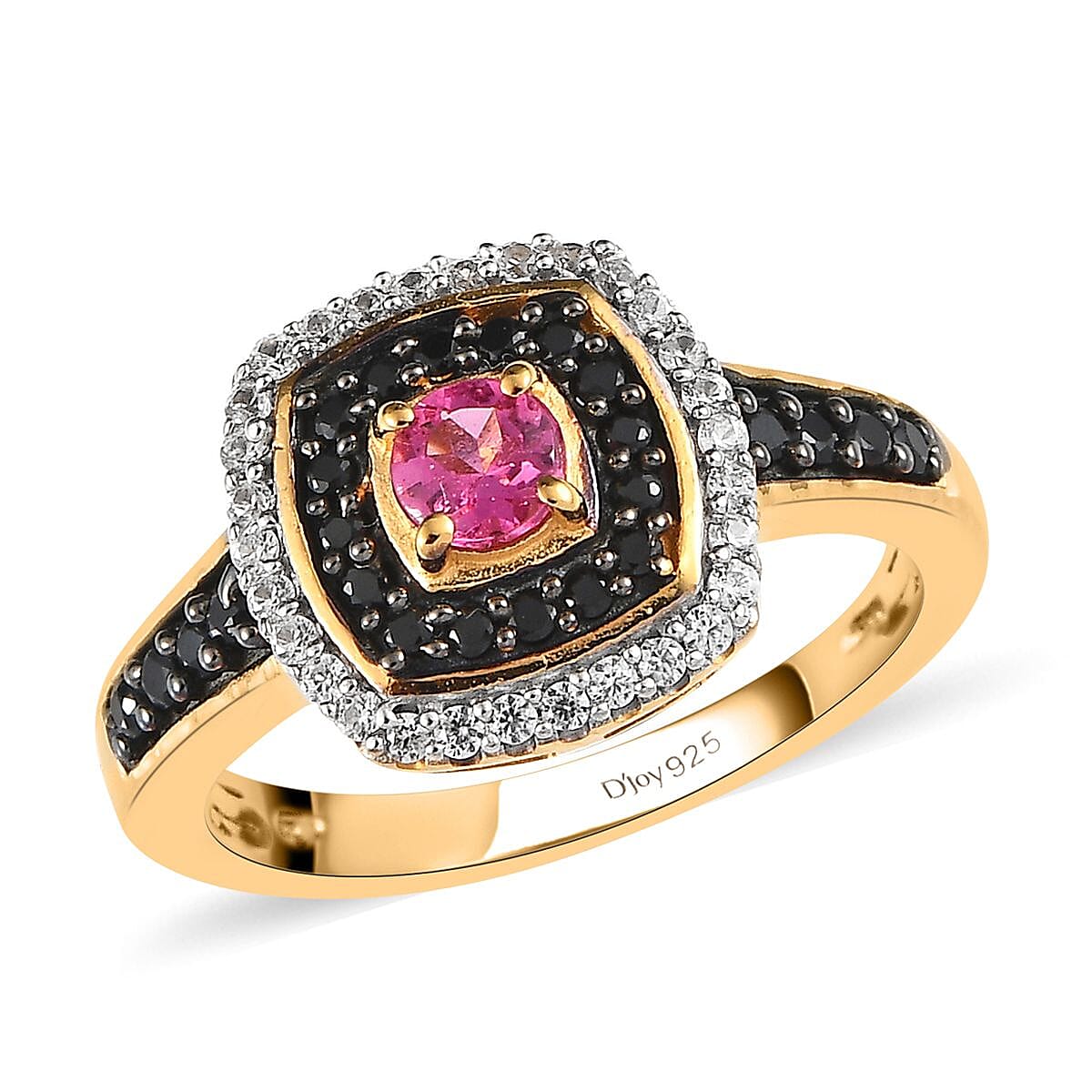Premium Ouro Fino Rubellite and Multi Gemstone Ring in Vermeil Yellow Gold Over Sterling Silver 0.85 ctw