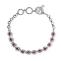 Premium Ouro Fino Rubellite and White Zircon Toggle Clasp Bracelet in Platinum Over Sterling Silver (7.25 In) 3.90 ctw - Sticky add to cart bar