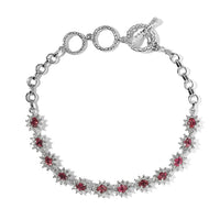 Premium Ouro Fino Rubellite and White Zircon Toggle Clasp Bracelet in Platinum Over Sterling Silver (7.25 In) 3.90 ctw