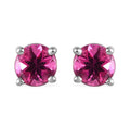 Premium Ouro Fino Rubellite Solitaire Stud Earrings in Platinum Over Sterling Silver 0.50 ctw - Sticky add to cart bar