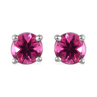 Premium Ouro Fino Rubellite Solitaire Stud Earrings in Platinum Over Sterling Silver 0.50 ctw