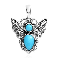 Artisan Crafted Sleeping Beauty Turquoise Bee Pendant in Sterling Silver 1.50 ctw