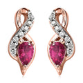 Premium Ouro Fino Rubellite and White Zircon Earrings in Vermeil Rose Gold Over Sterling Silver 0.65 ctw - Sticky add to cart bar
