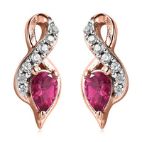 Premium Ouro Fino Rubellite and White Zircon Earrings in Vermeil Rose Gold Over Sterling Silver 0.65 ctw