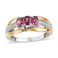 Premium Ouro Fino Rubellite, White Zircon Ring in Vermeil YG and Platinum Over Sterling Silver (Size 10.0) 0.65 ctw - Sticky add to cart bar