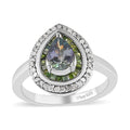 Green Tanzanite, Green and White Diamond Double Halo Ring in Platinum Over Sterling Silver (Size 10.0) 1.25 ctw - Sticky add to cart bar