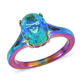 Karis Peacock Quartz (Triplet) Split Shank Solitaire Ring in Platinum Bond 3.00 ctw - Sticky add to cart bar