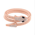 Black Glass and White Austrian Crystal Snake Link Chain Bracelet in Silvertone (7.00 In) - Sticky add to cart bar