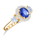 Luxoro 10K Yellow Gold AAA Ceylon Blue Sapphire and Moissanite Halo Ring (Size 10.0) 1.25 ctw - Sticky add to cart bar