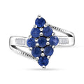 Ceylon Blue Sapphire and White Zircon 1.60 ctw Ring in Platinum Over Sterling Silver (Size 10.0) - Sticky add to cart bar