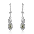 Green Tanzanite and White Zircon Dangling Earrings in Platinum Over Sterling Silver 0.65 ctw - Sticky add to cart bar