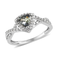 Green Tanzanite, White Zircon Ring in Platinum Over Sterling Silver (Size 6.0) 1.00 ctw