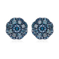 Blue Diamond Floral Stud Earrings in Platinum Over Sterling Silver 1.00 ctw - Sticky add to cart bar