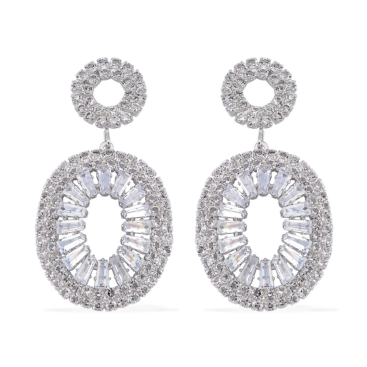 Austrian Crystal Open Circle Earrings in Silvertone