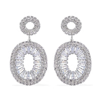 Austrian Crystal Open Circle Earrings in Silvertone