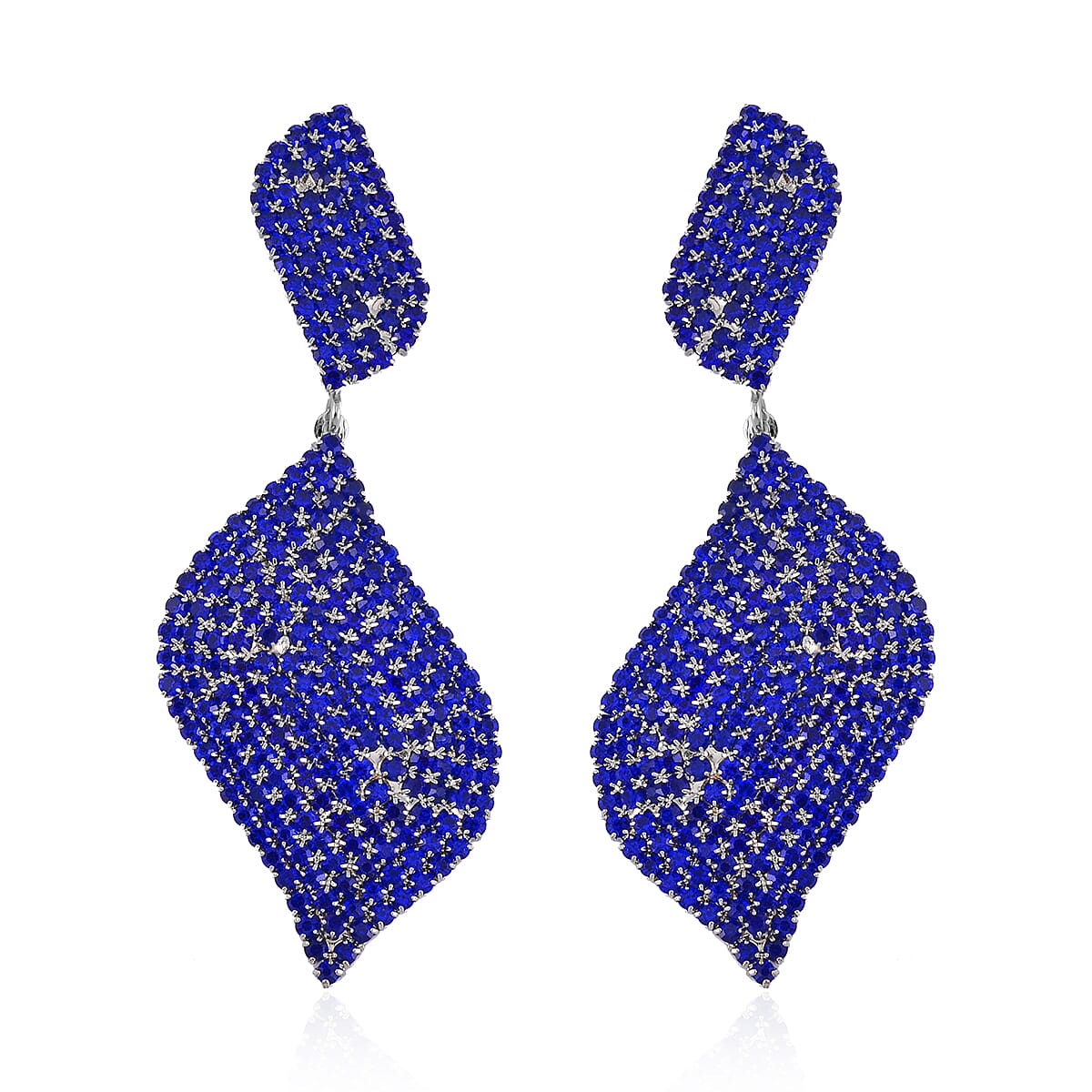 Green Austrian Crystal Geometrical Earrings in Goldtone