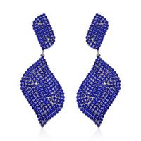 Green Austrian Crystal Geometrical Earrings in Goldtone