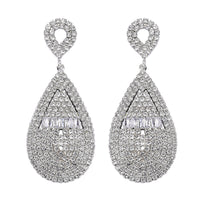 Austrian Crystal Geometrical Earrings in Silvertone