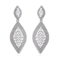 Simulated Pearl, Austrian Crystal Earrings in Silvertone