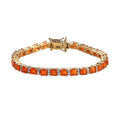 AAA Crimson Fire Opal and Moissanite Bracelet in Vermeil Yellow Gold Over Sterling Silver (6.50 In) 6.80 ctw - Sticky add to cart bar