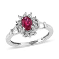 Premium Ouro Fino Rubellite and White Zircon Sunburst Ring in Platinum Over Sterling Silver 1.15 ctw - Sticky add to cart bar