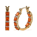 Mexican Fire Opal and Moissanite 3.50 ctw Hoop Earrings in Vermeil Yellow Gold Over Sterling Silver - Sticky add to cart bar