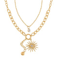 Austrian Crystal Cable Chain Necklace with Sunburst Charm 20-22 Inches in Silvertone - Sticky add to cart bar