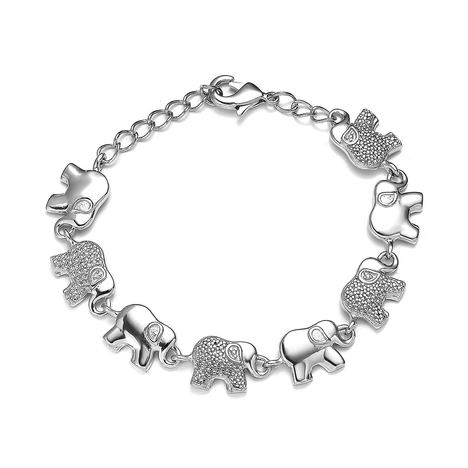 Karis Diamond Elephant Bracelet in Platinum Bond (6.50 In)