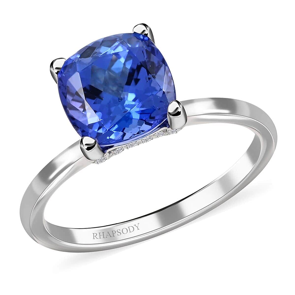 Certified & Appraised Rhapsody 950 Platinum AAAA Tanzanite and E-F VS Diamond Ring 2.75 ctw (Del. in 15-20 Days)