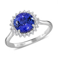 Certified Rhapsody 950 Platinum AAAA Tanzanite and E-F VS Diamond Sunburst Ring 5.40 Grams 3.30 ctw (Del. in 15-20 Days) - Sticky add to cart bar