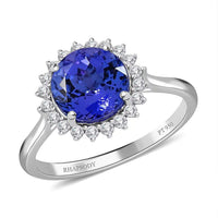 Certified Rhapsody 950 Platinum AAAA Tanzanite and E-F VS Diamond Sunburst Ring 5.40 Grams 3.30 ctw (Del. in 15-20 Days)