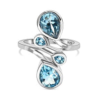 Swiss Blue Topaz 4.24 ctw Fancy Ring in Platinum Over Sterling Silver (Size 9)