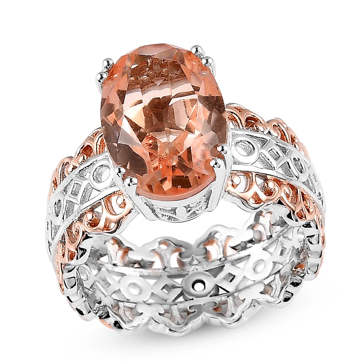 Karis Morganique Quartz (Triplet) Ring in 18K Rose Gold Plated and Platinum Bond 6.15 ctw