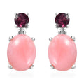 Premium Peruvian Pink Opal and Orissa Rhodolite Garnet Drop Earrings in Platinum Over Sterling Silver 5.00 ctw - Sticky add to cart bar