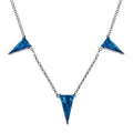 Caribbean Quartz (Triplet) Triangle Shape Station Necklace 18 Inches in Platinum Over Sterling Silver 14.25 ctw (Del. in 7-10 Days) - Sticky add to cart bar