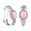 D'Joy Premium Peruvian Pink Opal and White Zircon Omega Clip Earrings in Platinum Over Sterling Silver 4.50 ctw - Sticky add to cart bar