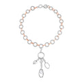 Simulated Pearl Cable Chain Necklace 24-25 Inches with Charm in Silvertone and Rosetone - Sticky add to cart bar