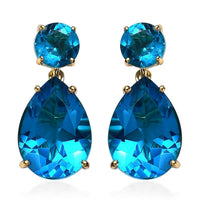 Caribbean Quartz (Triplet) Drop Earrings in Vermeil Yellow Gold Over Sterling Silver 12.60 ctw