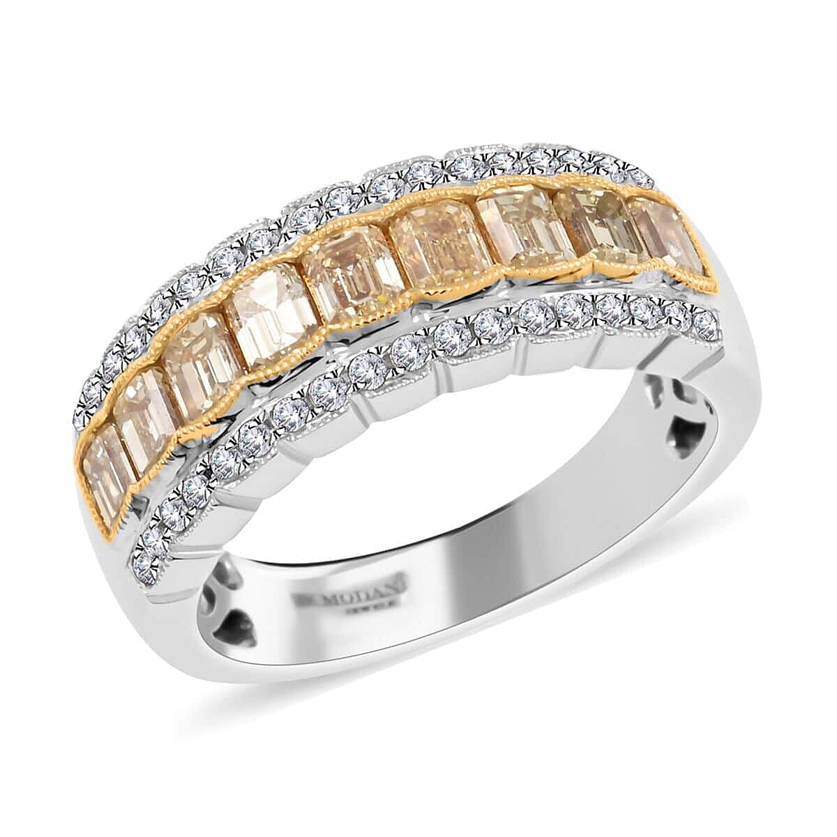 Modani 18K White and Yellow Gold Natural Yellow and White Diamond SI-VS Ring 1.80 ctw