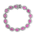 Ilakaka Hot Pink Sapphire (FF) and White Zircon Bracelet in Platinum Over Sterling Silver (8.00 In) 26.25 ctw - Sticky add to cart bar