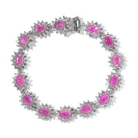 Ilakaka Hot Pink Sapphire (FF) and White Zircon Bracelet in Platinum Over Sterling Silver (8.00 In) 26.25 ctw