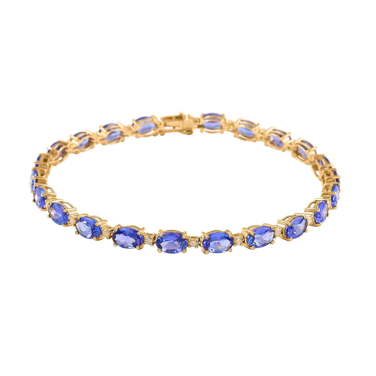 Luxoro 14K Yellow Gold AAA Tanzanite and Natural Yellow Diamond I3 Bracelet (8.00 In) 10.80 ctw