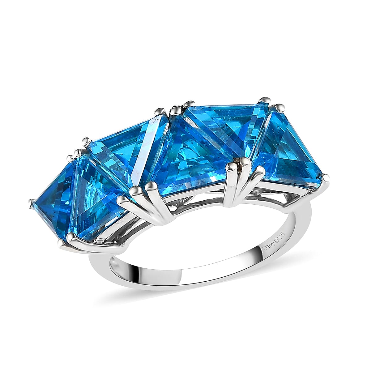 Caribbean Quartz (Triplet) Ring in Platinum Over Sterling Silver 6.40 ctw