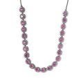 Ilakaka Hot Pink Sapphire (FF) and White Zircon Necklace 18 Inches in Platinum Over Sterling Silver 37.50 ctw - Sticky add to cart bar